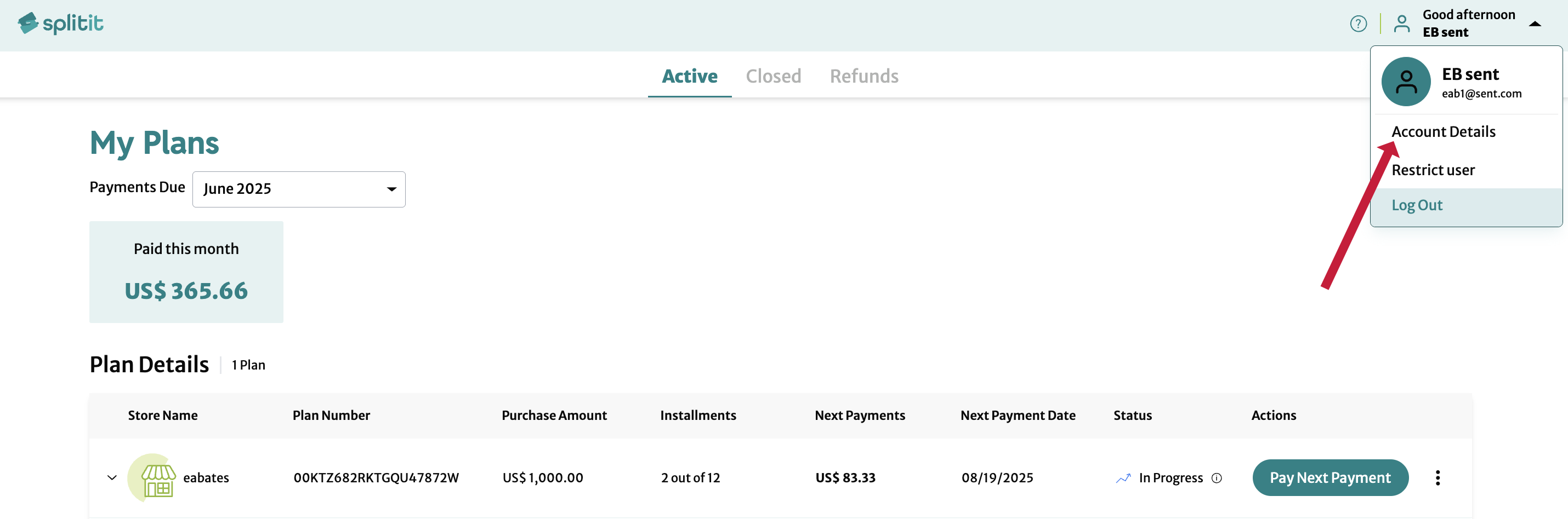 select account details