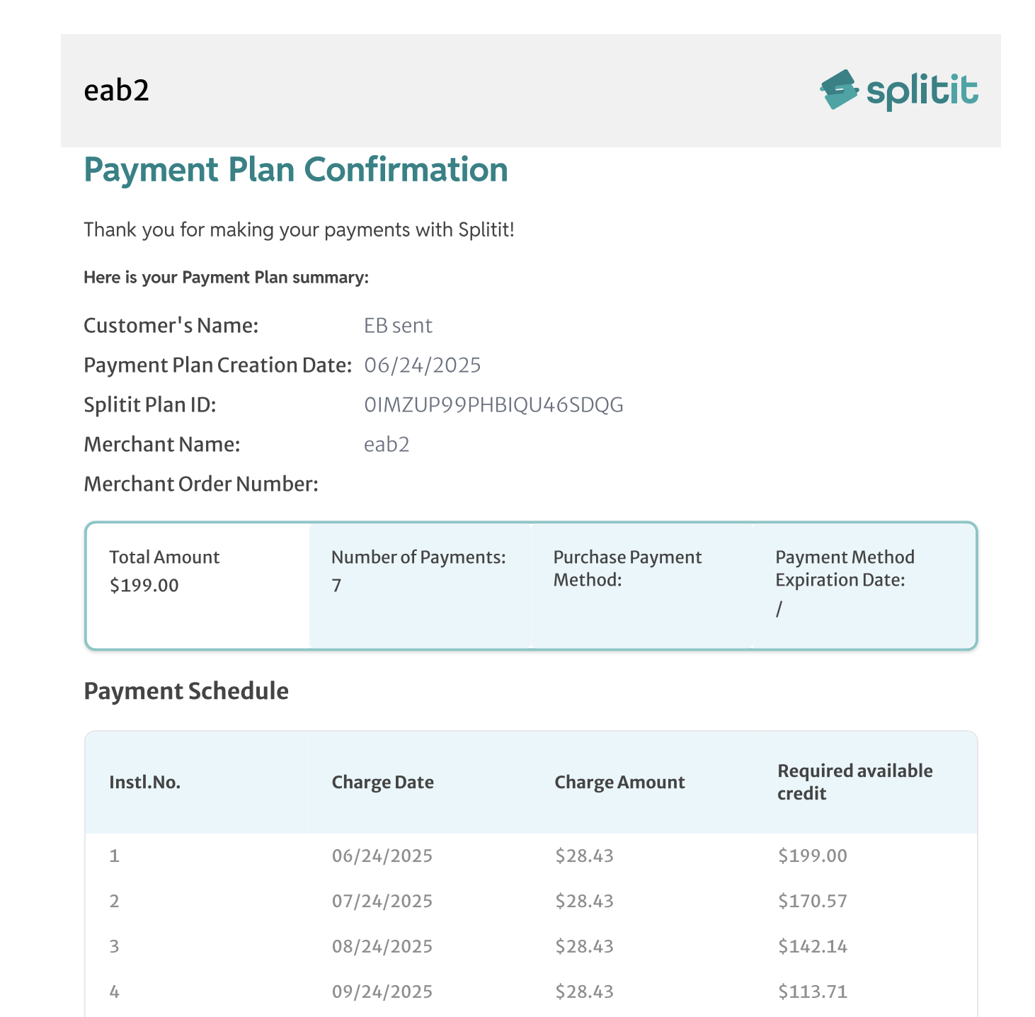 closed plan receipt