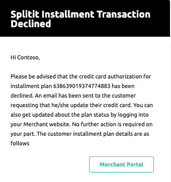 Installment Plan Retry Failed Merchant