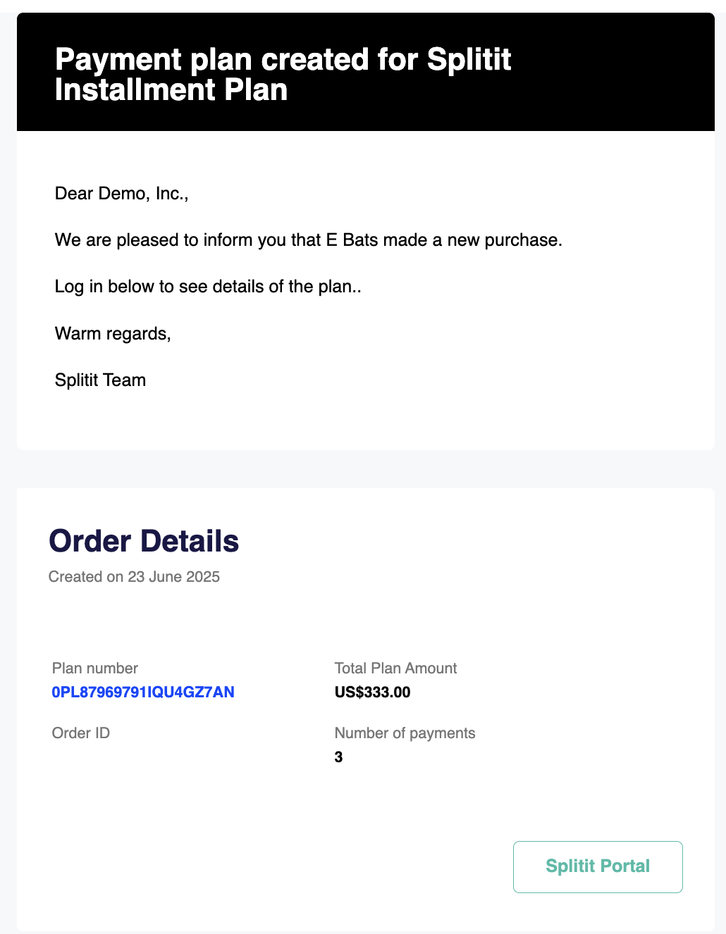 order approved email