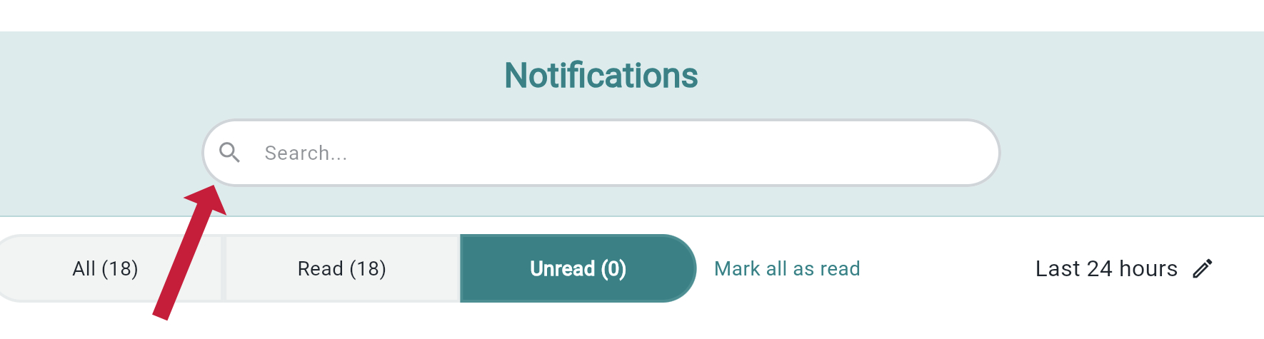 notifications search