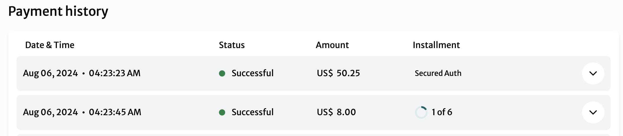 payment history