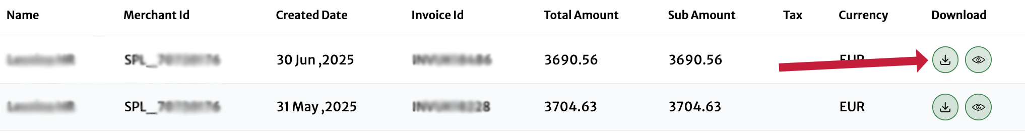 download invoices