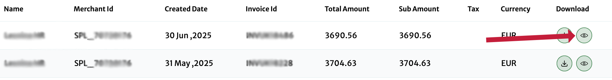 view invoices