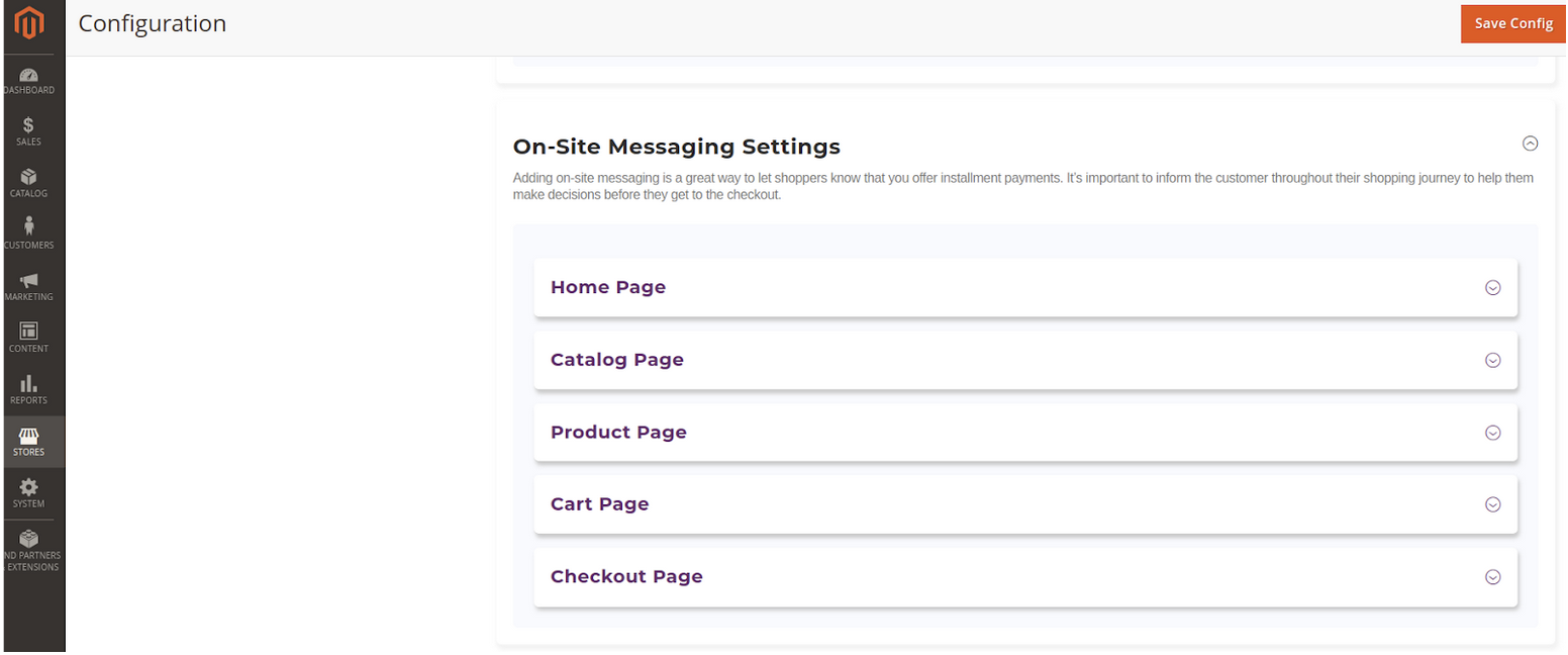 on-site messaging settings