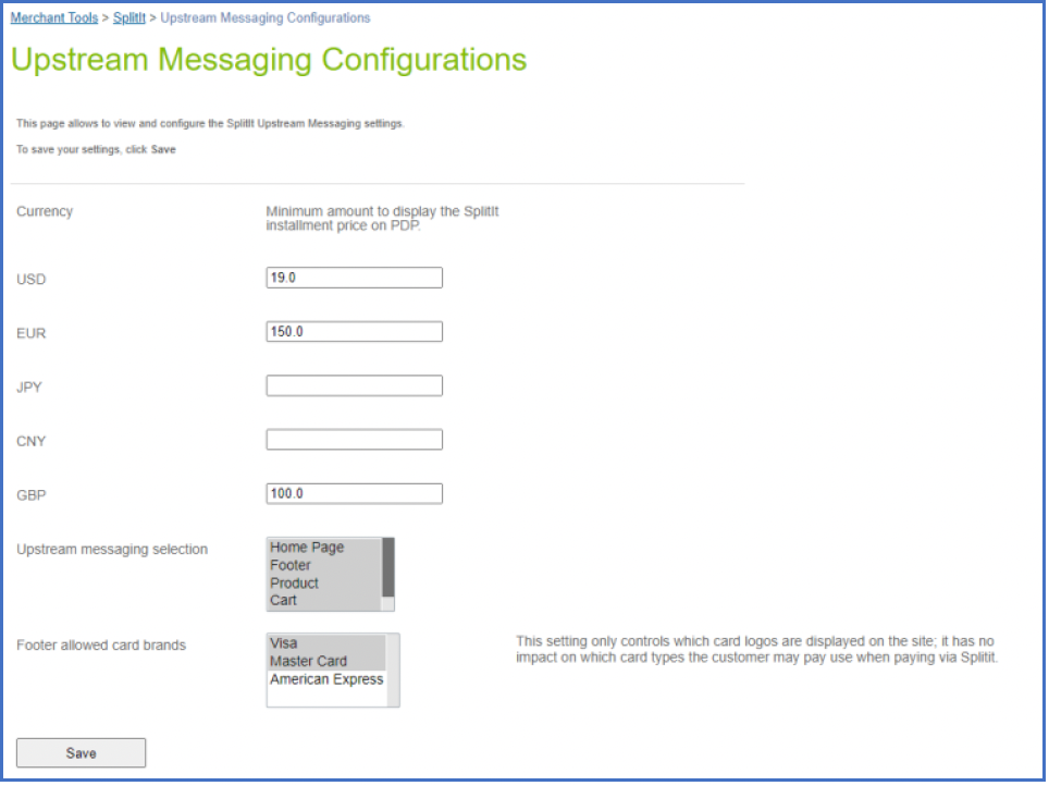 messaging configurations