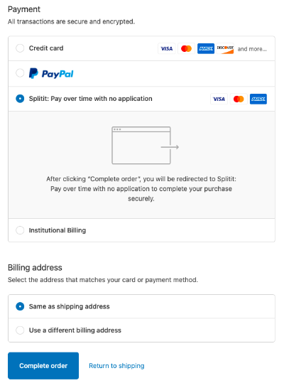 selecting splitit