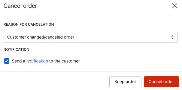 cancel order reason