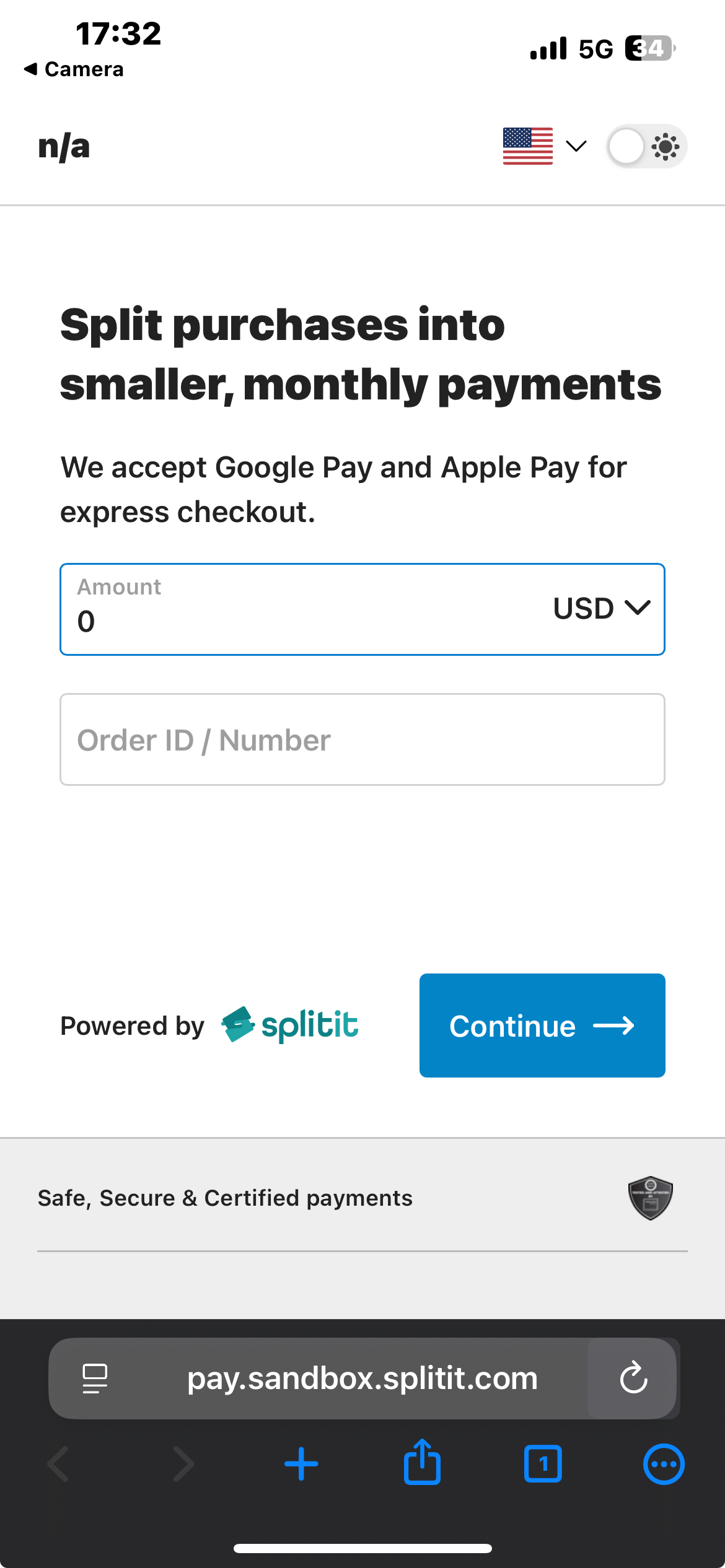 branded Splitit page with title and subtitle
